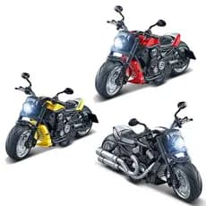 Moto de Ferro Esportiva Farol Luz LED e Som Miniatura a Fricção Brinquedo de Menino Colecionável