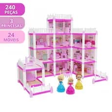 Casinha de Boneca Castelo da Princesa 110, 160 e 240 Peças Brinquedo de Menina de Montar Encantado