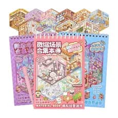 Kit 3 Livros com Adesivos 3D Capivara  8 Cenários + Pinça Anti Stress E Ansiedade Montar Decorar