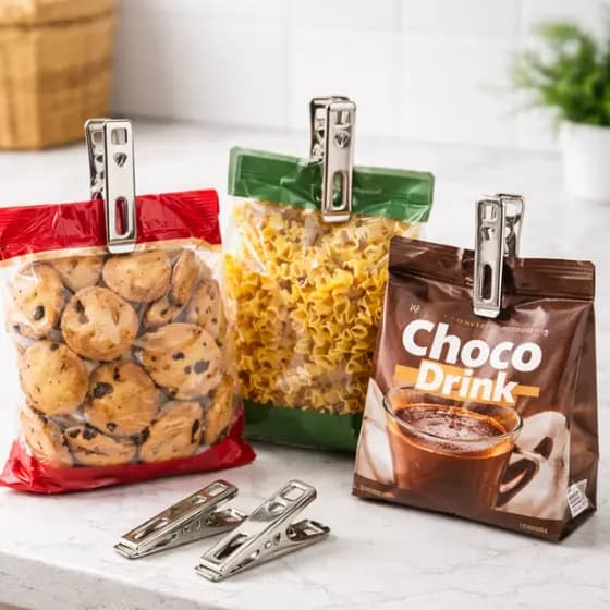 Kit Prendedor de Aço Inox Grampos Super Resistentes de Prender Roupa ou Embalagem Alimentos Cozinha