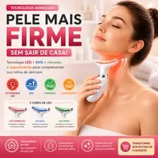 Massageador Facial EMS LED Bivolt Rejuvenescimento Facial Anti Rugas Lifting USB Luz Terapia