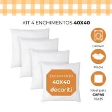 KIT 4 REFIL ENCHIMENTO ALMOFADAS 40x40 EM FIBRA SILICONADA