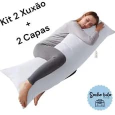 kit 2 Travesseiros de corpo xuxão 1.40x45cm + 2 Fronhas com zíper