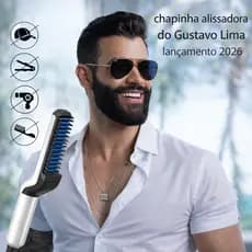 Chapinha Modelador e alissadora  Portátil para  Barba e Cabelo Masculino com Pente Homen Moderno Estilo 2026 Dia a Dia
