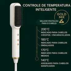 Escova Alisadora Elétrica Branca Bivolt – Efeito Chapinha Rápido | Uso Diário e Viagens Lazer Ferias
