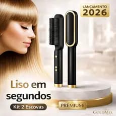 Kit 2 Escovas Alisadoras Elétricas Bivolt 5 em 1 Anti-Frizz e Redução de Volume