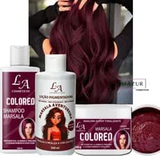Combo Tonalizante  Marsala Pigmentador  Shampoo  Condicionador  Máscara Tonalizante Vinho Sem Amonia