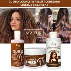 Combo Tonalizante Avelã Acobreado Morena Iluminada Tons Caramelos Marrom Intenso