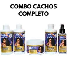 Combo Cachos dos Sonhos 5 em 1 Shampoo Ativador de Cachos Creme para Pentear Máscara Hidratação Sérum – Cachos Definidos
