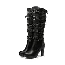 Calçados e botas de outono e inverno, novas botas femininas retrô moda com sapatos femininos com sola de borracha botas de cavaleiro