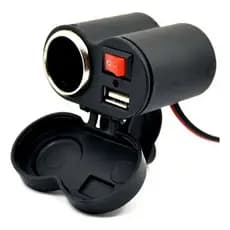 Tomada USB e Acendedor Veicular com Interruptor - Ideal para Motos e Carros