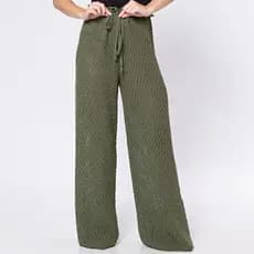 Calça Lisa Feminina Saida De Praia Calça Croche Moda Verao Blogueira Tricot Luxo