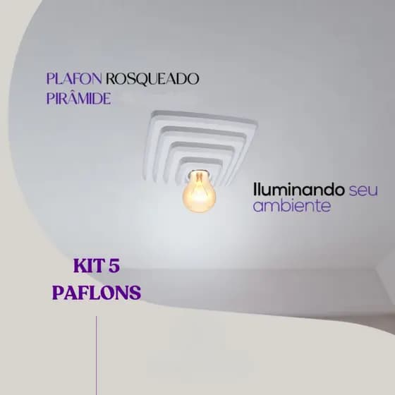 Kit 5 Plafon Pirâmide Quadrado Branco/Preto Moderno Teto Corredor Luz Casa Decoração Envio Imediato