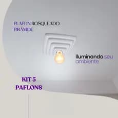 Kit 5 Plafon Pirâmide Quadrado Branco/Preto Moderno Teto Corredor Luz Casa Decoração Envio Imediato