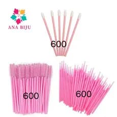 Kit - 600 Escovinhas + 600 Microbrush + 600 Aplicador de Batom Alongamento Cilios-INLIS ANA