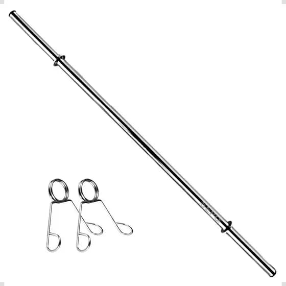 Barra 120Cm tubo Ferro Prata Zincada Exercícios Academia Casa 1,20m Fitness Musculação Supino Aço