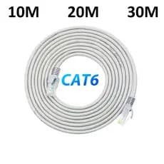 Cabo de Rede RJ45 Cat6 Alta Velocidade para Internet - Disponível em 10M 20M 30M (Interno/Externo)