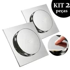 AUXOM Ralo Click Inteligente 15x15cm Inox, Quadrado Veda Cheiro para Banheiro e Cozinha