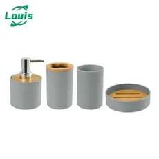 Louis Kit 4 Peças De Banheiro Porta Sabonete Líquido/Saboneteira/Porta Escova Cinza