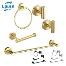 Louis Kit Banheiro 5 Peças Toalheiro Ajustável 43-65cm ou Fixo 40/60cm