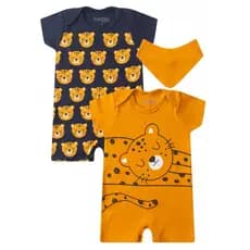 Kit Roupa Bebê Menino Rompers Macacão Banho De Sol  Tigre