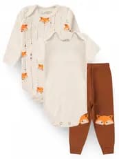 Kit Body Bebê Unissex Suedine Raposa Minimalista