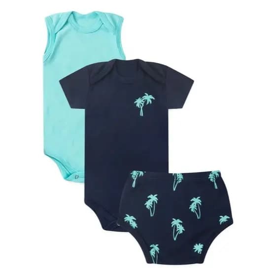 Kit Body e Tapa Fralda Bebê Menino Coqueiro