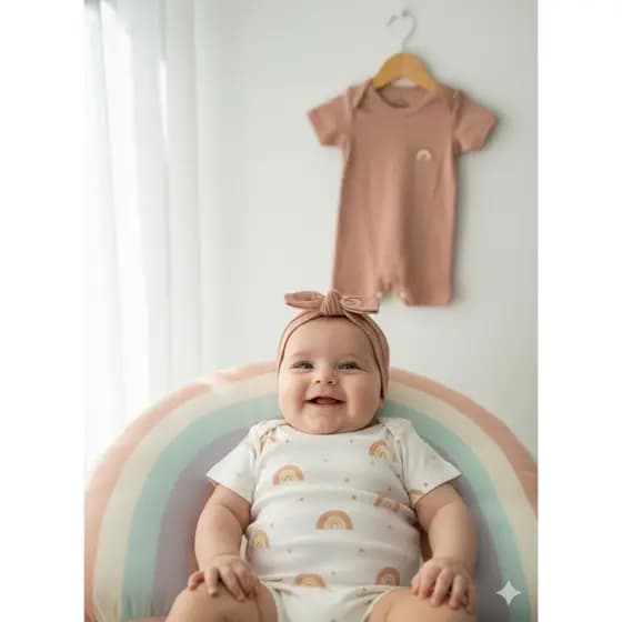 Kit 2 Macacão Bebê Menina Suedine Arco Íris Minimalista
