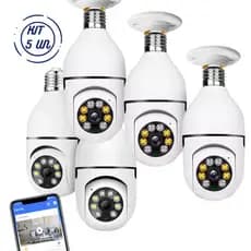 Conjunto 5 Câmeras IP de Segurança WI-fi 360 graus IP sem fio com encaixe lampada bocal E27(C)