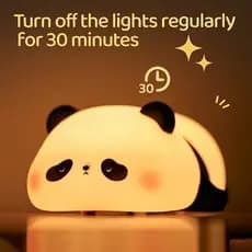 Luminária de Silicone Noturna Sensor De Toque Recarregável USB Panda Fofo Luz Quente Abajour