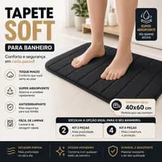 Kit 2/4 Peças Tapetes Soft para Banheiro, Sala e Quarto com Diversas Cores 40*60 cm