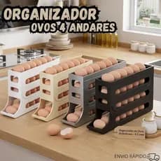 Organizador de Ovos 4 Andares Rolante para 30 Unidades Dispenser para Geladeira