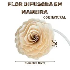 Flor madeira com cordão para difusor tamanho médio 10cm NATURAL