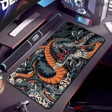 Mouse Pad Abstrato Gamer Dragão Antiderrapante Grande  90x40 cm Borda Costurada  Desk Pad Office Tapete Profissional