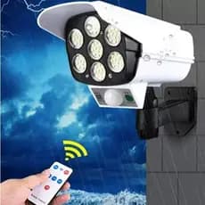 Câmera Falsa Sensor Presença Com 77 Led 60W Antifurto Ladrão Refletor Solar