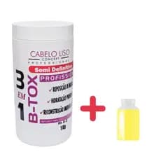 B-TOX Semi-definitivo 3 em 1 1kg - fios alinhados duradouro 100% de alisamento ate cabelos afros