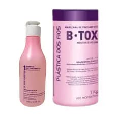 B-tox plástica dos fios selagem térmica 1kg + shampoo anti-residuos 300ml plástica dos fios