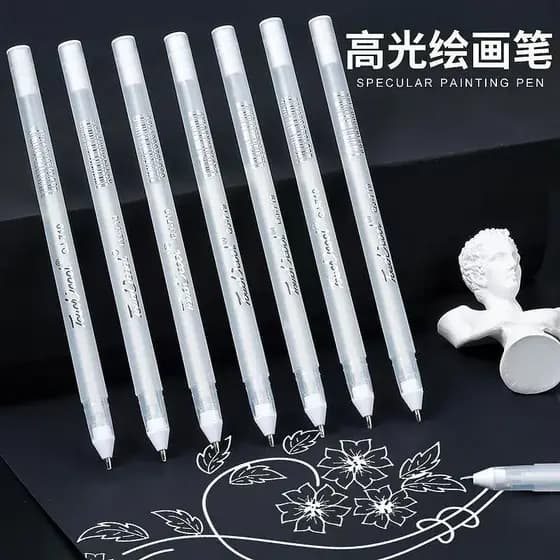 Caneta Gel Branca tipo Gelly Roll 0,6mm Para Marcação Design de Sobrancelha e Desenhos