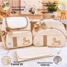 Bolsa Maternidade Neutra Impermeável e Mochila de bebê com Trocador Menino Enxoval Bibolinha Baby