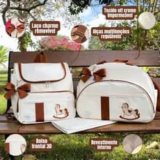 KIt Bolsa Maternidade Grande Mochila de bebe e Trocador Impermeável Enxoval Bibolinha baby