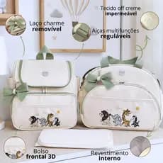 Kit Bolsa Maternidade  3 Peças Menino + Mochila de bebê + Trocador Enxoval Off Bibolinha