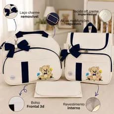 Kit Bolsa Maternidade Bibolinha Baby Mochila Costas Grande Off Masculina Bolsa Bebê Com Trocador