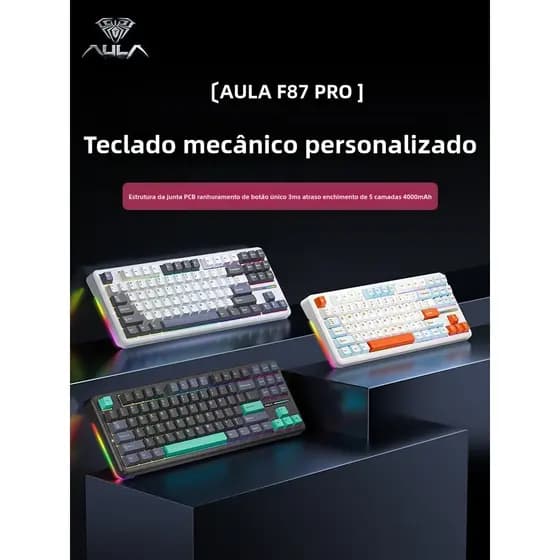 Teclado Mecânico Customizável com Estrutura Gasket - Layout 87 Teclas Aula F87 pro
