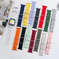 Pulseira Oceano Silicone Relogio Apple Watch Ultra 40 41 42 44 45 49mm SmartWatch Pulseira Ondulada iWatch