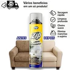 Limpa Estofados Zip Clean 300ml – Espuma Mágica a Seco p/ Sofá, Carro, Colchão Tapete Envio Imediato