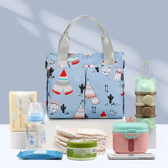 Bolsa Mamãe Moda Mamãe Bolsa Impressa Bolsa Feminina de Grande Capacidade para Mensageiro de Um Ombro Bolsa Mamãe Bebê Multi-Compartimento Bolsa Portátil para Armazenamento