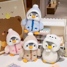 Cross-Dressing pinguim boneca chapéu pinguim brinquedo de pelúcia calmante pano boneca Polar Animal presente de aniversá