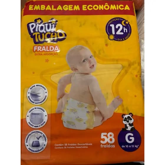 fralda infantil piquitucho/pequerrucho hiper pacotão econômico