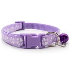 Coleira Para Gato Cachorro Regulagem Ajustável Estampa Patinhas Cor Lilás Sino