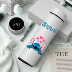 Garrafa Térmica Inox Stitch 500ml com Termômetro Digital LED Inteligente Academia - Entrega Imediata